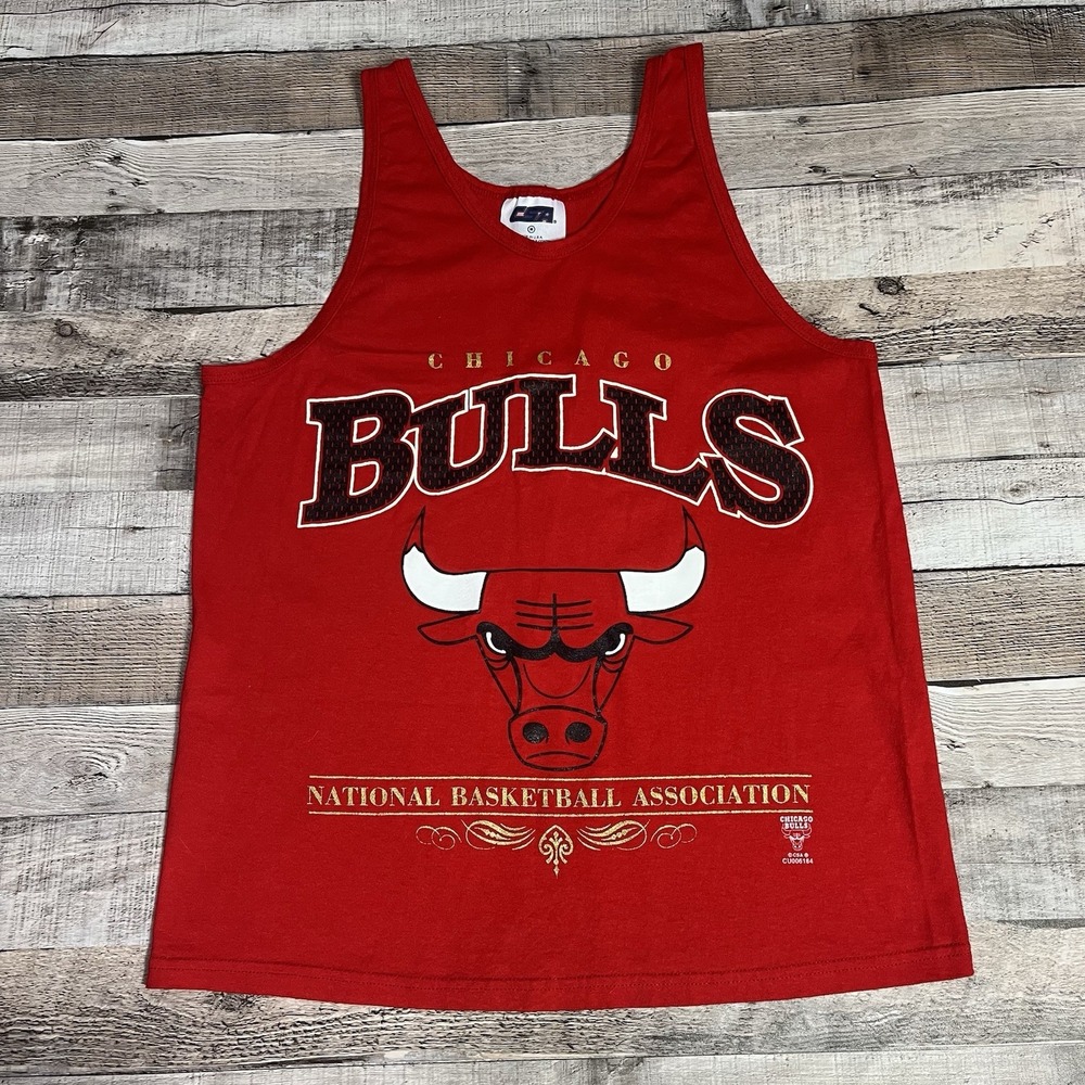 Chicago Bulls Tank Top Men's Large Red Vintage Y2K 2000s CSA NBA Sportswear